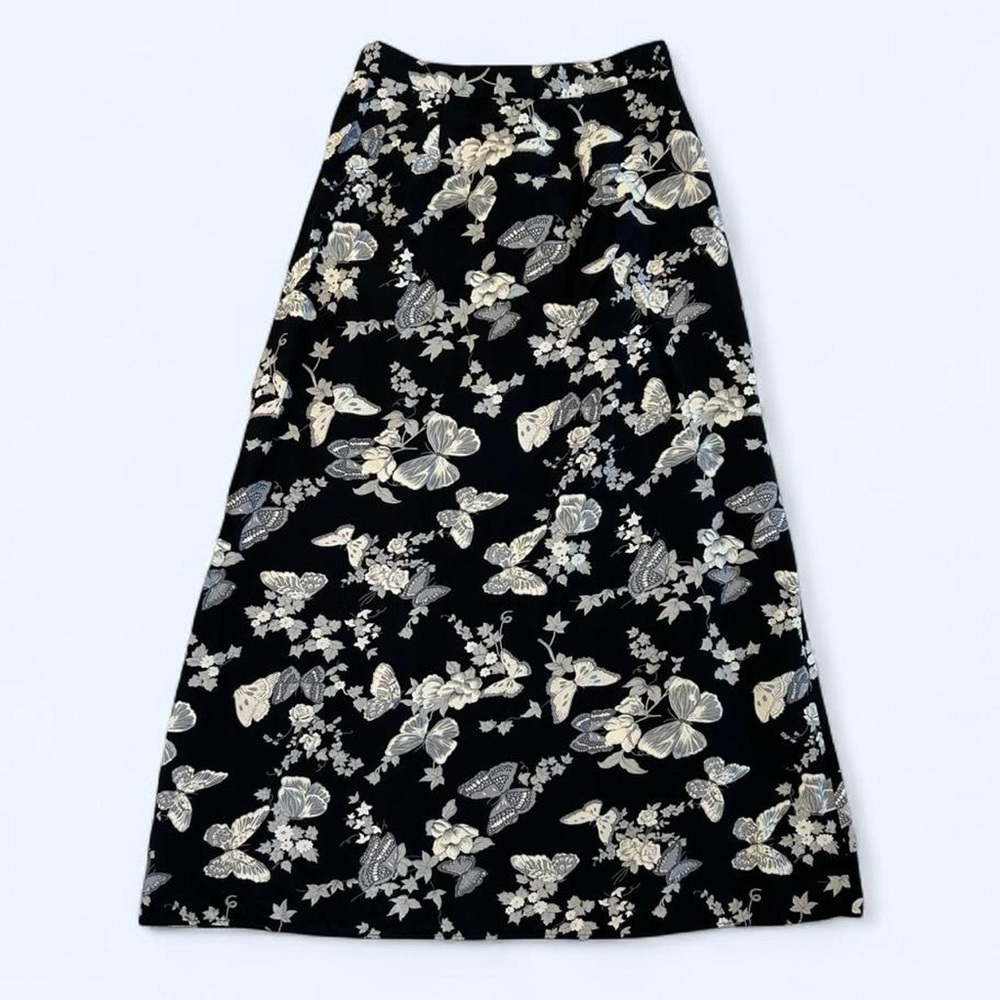 Vintage Goth Fairycore Black+Grey Butterfly Floral Midi Skirt by Vintage Studio - Picture 2 of 6